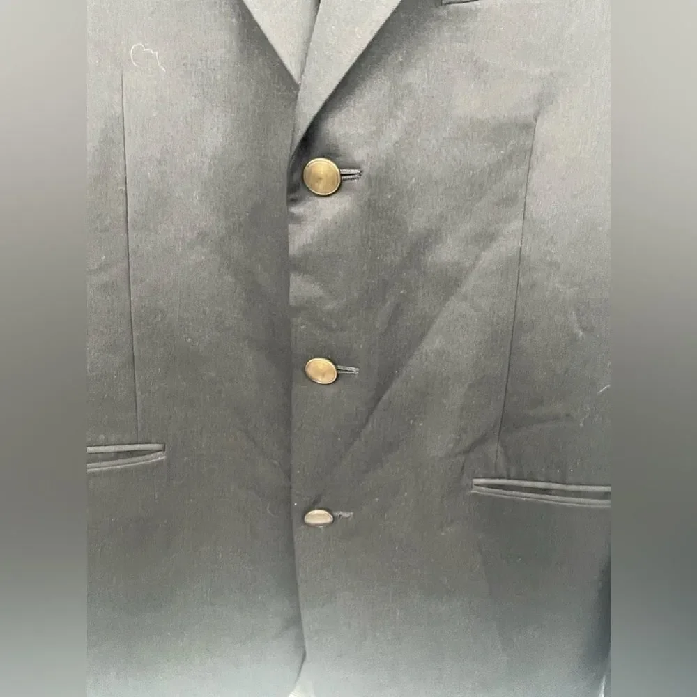 Albert Nipon Classic Navy Blue Blazer with‎ Gold Buttons  Suit  size 40L K-04